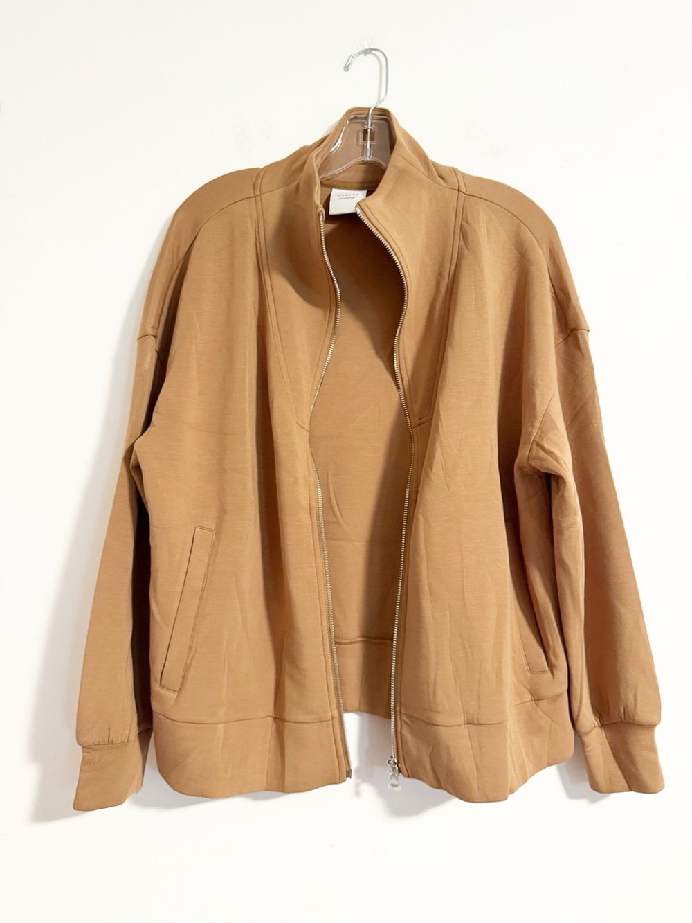 Varley DoubleSoft Ralston Zip Through Sweat Jacket Golden Bronze Camel Small - Picture 8 of 8